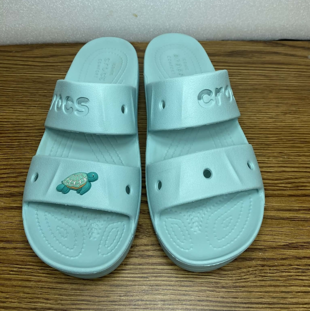 Crocs Iconic Comfort Women's Wedge Slip On Sandals Blue Size 9M Lightweight